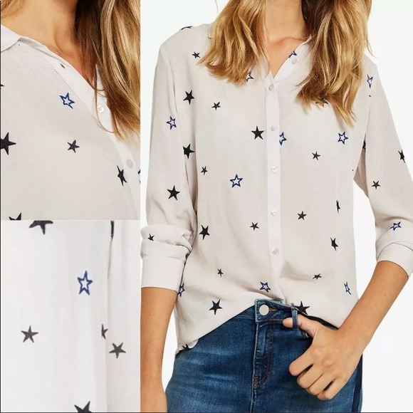 Women's Star Print Button Down Shirt - EUC - Picture 2 of 8